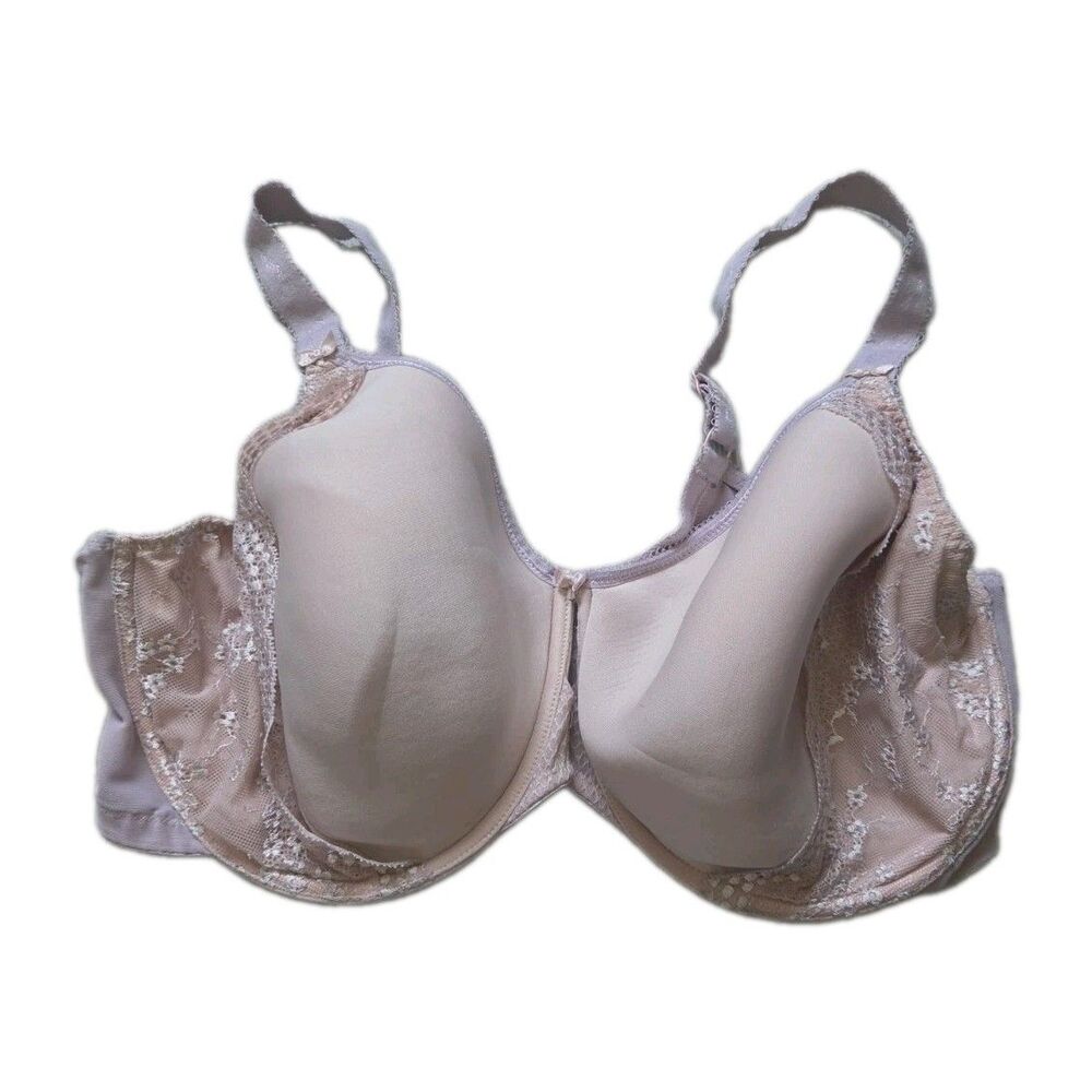 Elomi Pink Purple Lace Full Coverage Underwire Bra Wide Strap Size 42I EUC
